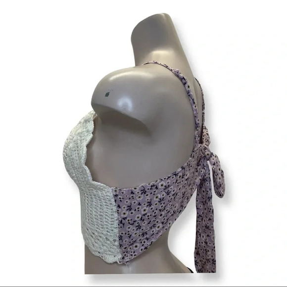 Knitted & Floral Tie Top Hint of Blush NWT - Picture 2 of 3